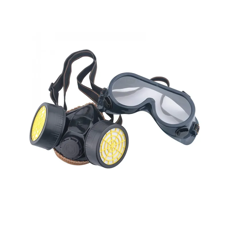 Masca de protectie, anti praf si vapori, anti-poluare, cu 2 filtre de carbon activ si ochelari