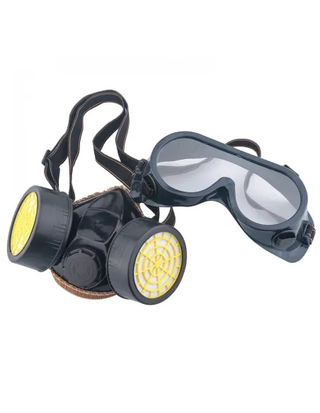 Masca de protectie, anti praf si vapori, anti-poluare, cu 2 filtre de carbon activ si ochelari