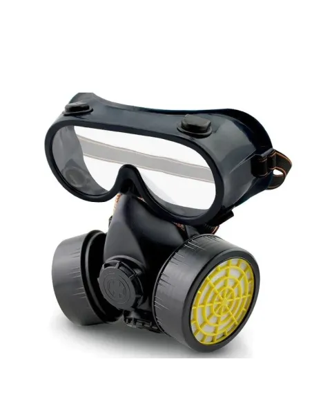 Masca de protectie, anti praf si vapori, anti-poluare, cu 2 filtre de carbon activ si ochelari