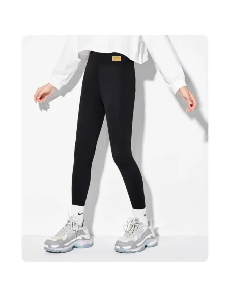 Set 2 perechi colanti vatuiti pentru fete , culoare negru