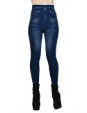 Colanti imblaniti imitatie blugi modelatori culoare albastru