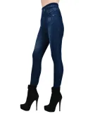 Colanti imblaniti imitatie blugi modelatori culoare albastru