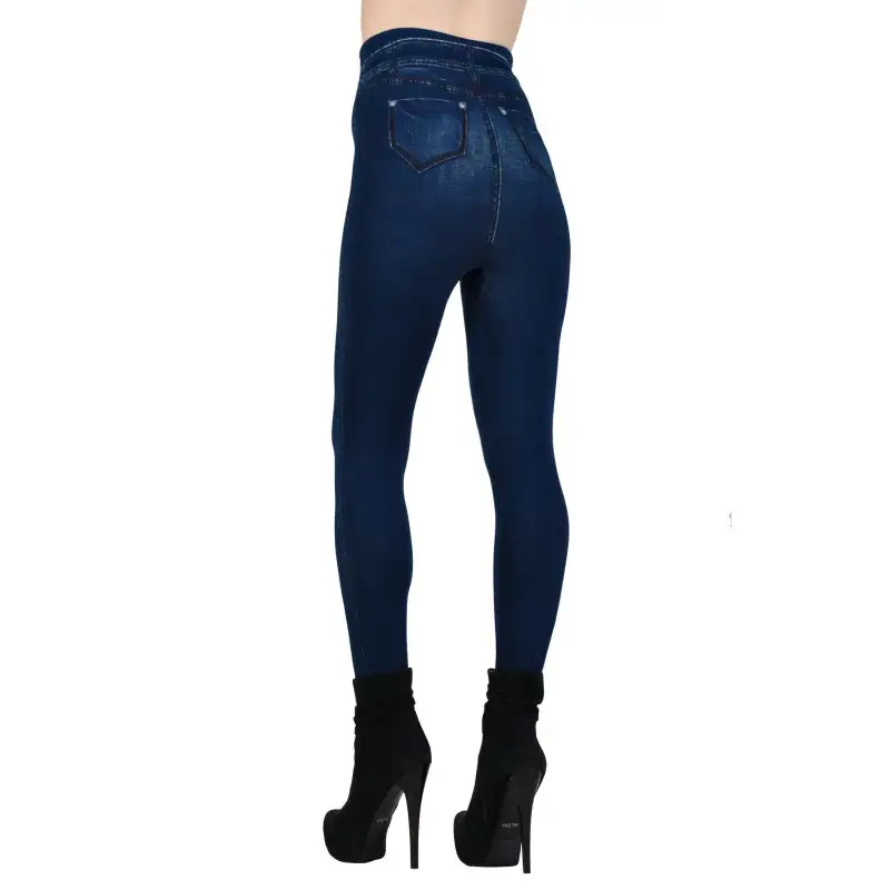 Colanti imblaniti imitatie blugi modelatori culoare albastru