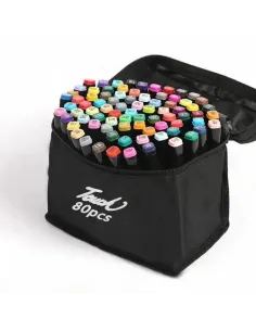Set 60 markere colorate duble+geanta cu fermoar inclusa 2