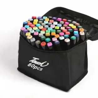 Set 60 markere colorate duble+geanta cu fermoar inclusa 2