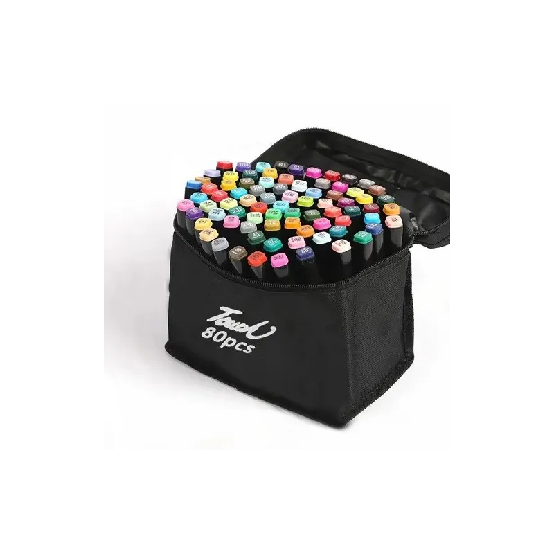 Set 60 markere colorate duble+geanta cu fermoar inclusa