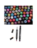 Set 60 markere colorate duble+geanta cu fermoar inclusa