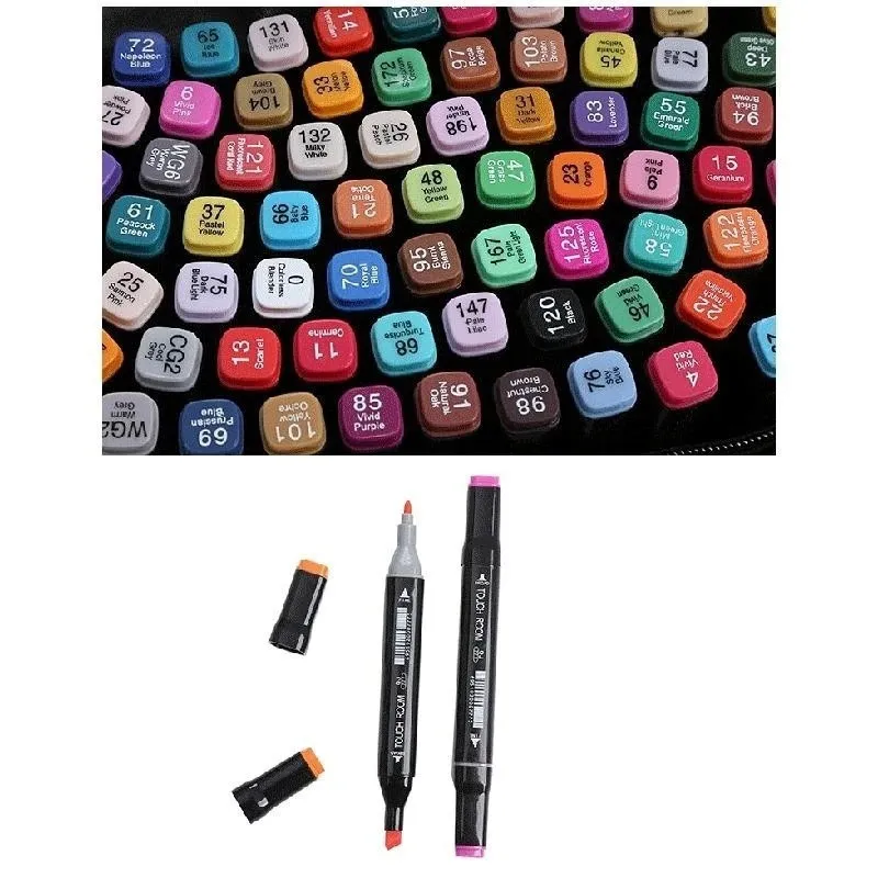 Set 120 markere colorate duble+geanta cu fermoar inclusa