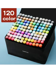 Set 120 markere colorate duble+geanta cu fermoar inclusa