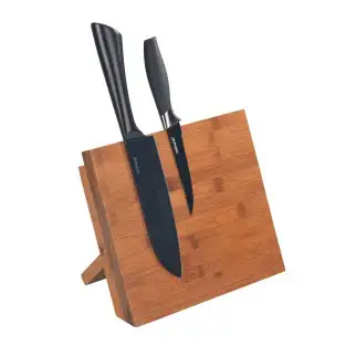 Suport magnetic pentru cutite, 23.5x13x21 cm, lemn, maro