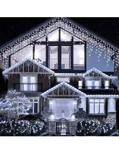 Instalatie premium tip franjuri/turturi cu flash, 35m, 650led-uri, exterior/ interior, fir alb gros, interconectabila
