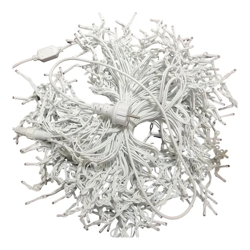 Instalație premium tip turturi cu flash, 50m, 900 LED, interconectabilă, fir alb – Exterior & Interior