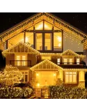 Instalatie premium tip turturi cu flash, 5m, 120led-uri, exterior, fir alb gros, interconectabila, alb cald