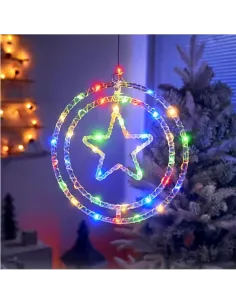 Ornament luminos Cercuri cu Stea 40x40 cm, diverse culori