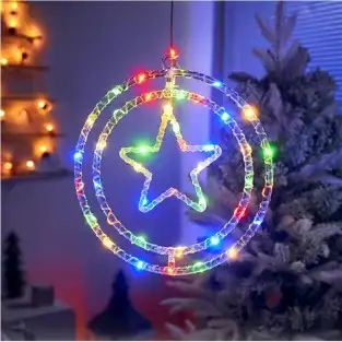 Ornament luminos Cercuri cu Stea 40x40 cm, diverse culori