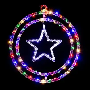 Ornament luminos Cercuri cu Stea 40x40 cm, diverse culori 2