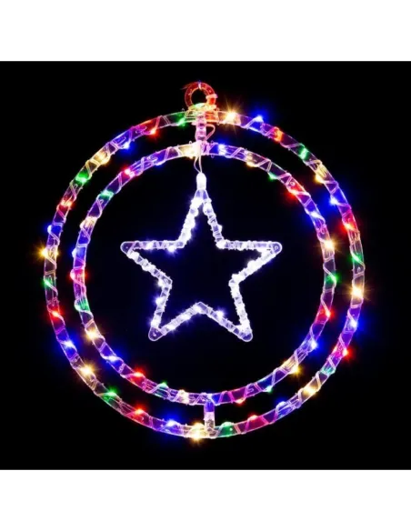 Ornament luminos Cercuri cu Stea 40x40 cm, diverse culori