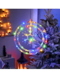 Ornament luminos Cercuri cu Fulg 40x40 cm, diverse culori