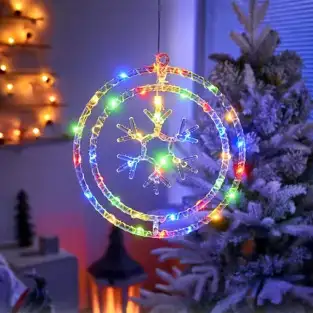 Ornament luminos Cercuri cu Fulg 40x40 cm, diverse culori