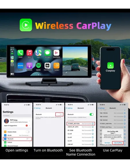 Navigatie auto cu ecran Touchscreen 4k, 10.5 inch, Camera duala DVR full HD inclusa, Camera mansalier, Wifi Android