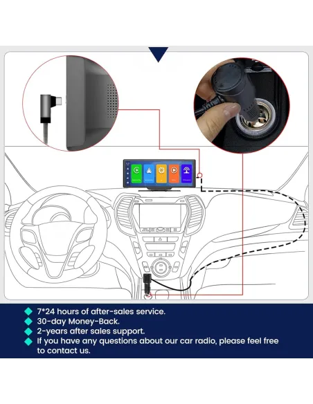 Navigatie auto cu ecran Touchscreen 4k, 10.5 inch, Camera duala DVR full HD inclusa, Camera mansalier, Wifi Android