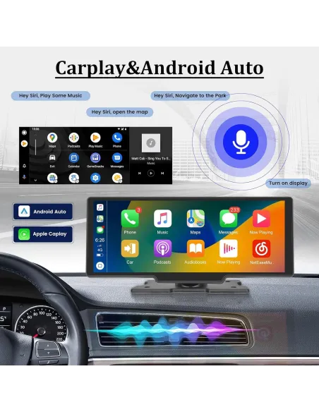 Navigatie auto cu ecran Touchscreen 4k, 10.5 inch, Camera duala DVR full HD inclusa, Camera mansalier, Wifi Android
