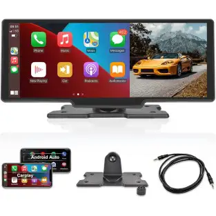 Navigatie auto cu ecran Touchscreen 4k, 10.5 inch, Camera duala DVR full HD inclusa, Camera mansalier, Wifi Android