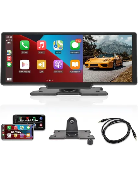 Navigatie auto cu ecran Touchscreen 4k, 10.5 inch, Camera duala DVR full HD inclusa, Camera mansalier, Wifi Android