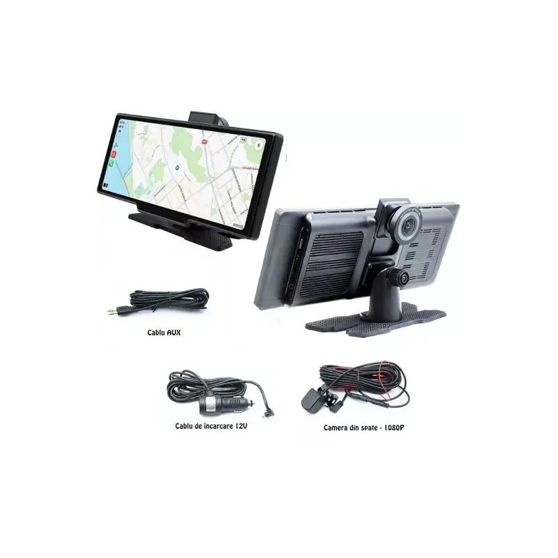 Navigatie auto cu ecran Touchscreen 4k, 10.5 inch, Camera duala DVR full HD inclusa, Camera mansalier, Wifi Android