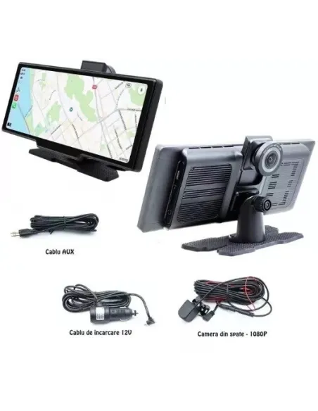 Navigatie auto cu ecran Touchscreen 4k, 10.5 inch, Camera duala DVR full HD inclusa, Camera mansalier, Wifi Android