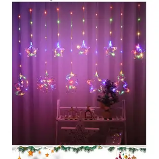 Instalatie perdea 8 Stele Led, 6w, 2m, plastic + fir cupru, Ip65