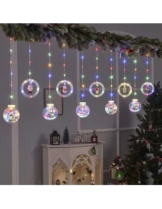 Instalatie perdea cu globuri si cercuri cu braduti, 10 decotiuni, 2.5m ,diverse culori