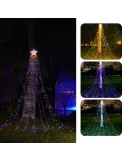 Instalatie Stea Varf Brad cu Perdea luminoasa, 210 LED-uri, IP44, 2.5m, Interior/Exterior