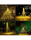 Instalatie Stea Varf Brad cu Perdea luminoasa, 210 LED-uri, IP44, 2.5m, Interior/Exterior