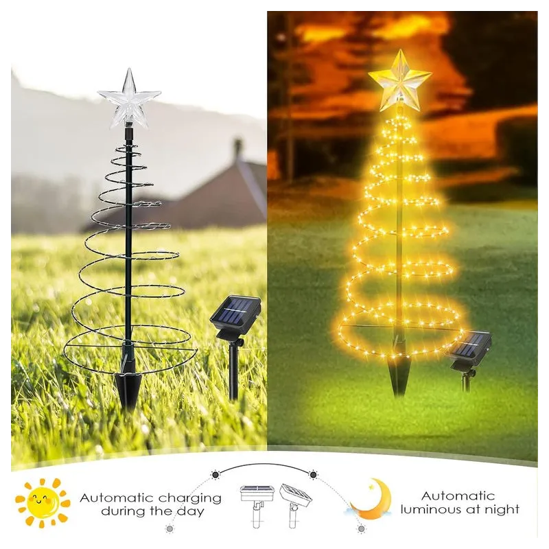 Pachet 2x Brăduți Solari cu Stea, 85cm, Lumină Alb Cald