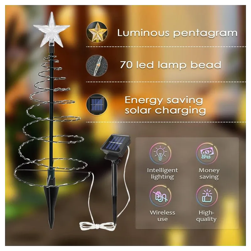 Pachet 2x Brăduți Solari cu Stea, 85cm, Lumină Alb Cald