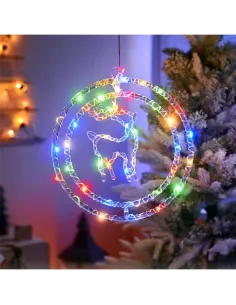 Ornament luminos Cercuri cu REN 40x40 cm, multicolor