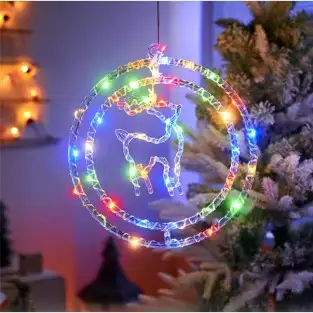 Ornament luminos Cercuri cu REN 40x40 cm, multicolor