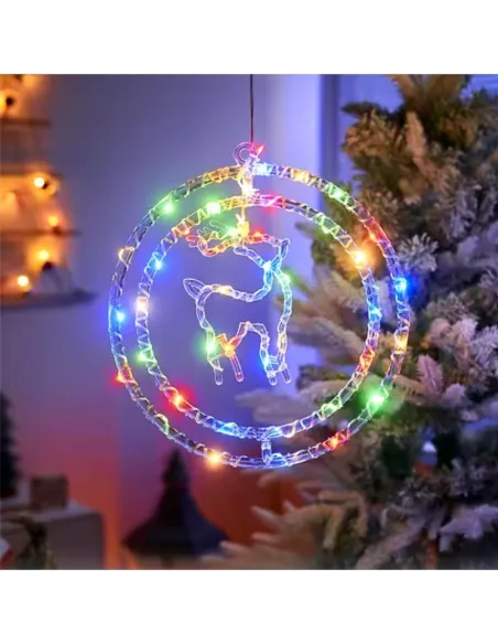 Ornament luminos Cercuri cu REN 40x40 cm, multicolor