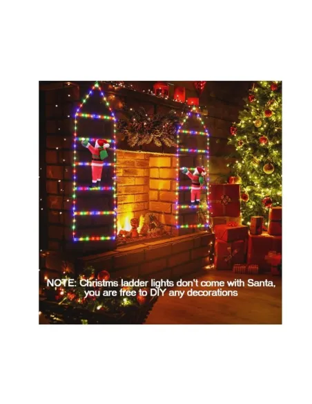 Instalatie LED, Mos Craciun pe scara iluminata, 6 trepte cu decoratiune luminoasa