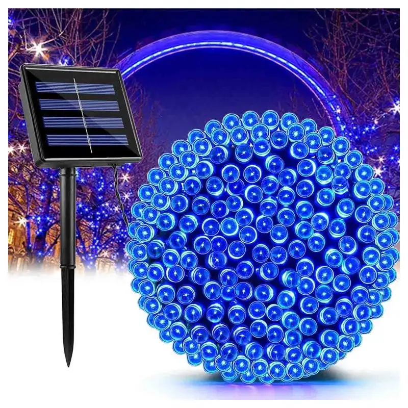 Instalatie 1000 LED cu panou solar mare, 100 M, pentru exterior, model 2024