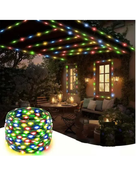 Instalatie sir 100m cu 800 led-uri, tip banda cu led turnat, interior/exterior, 8 jocuri de lumini, IP44, 2024