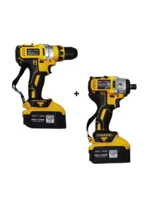 Set Bormasina de impact si masina de insurubat, 2 acumulatori, 36V,8A, Galben,KRAFT ROYAL