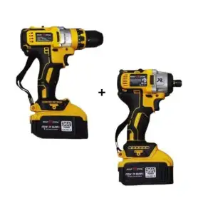 Set Bormasina de impact si masina de insurubat, 2 acumulatori, 36V,8A, Galben,KRAFT ROYAL