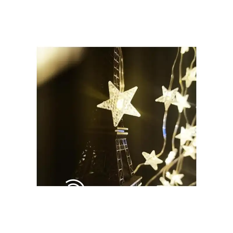 Instalatie Perdea turturi cu stele luminoase, 3M, banda led turnat, 8 jocuri de lumini, Interconectabila, IP44, 2025