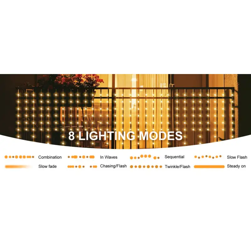 Instalatie Perdea turturi cu stele luminoase, 3M, banda led turnat, 8 jocuri de lumini, Interconectabila, IP44, 2025