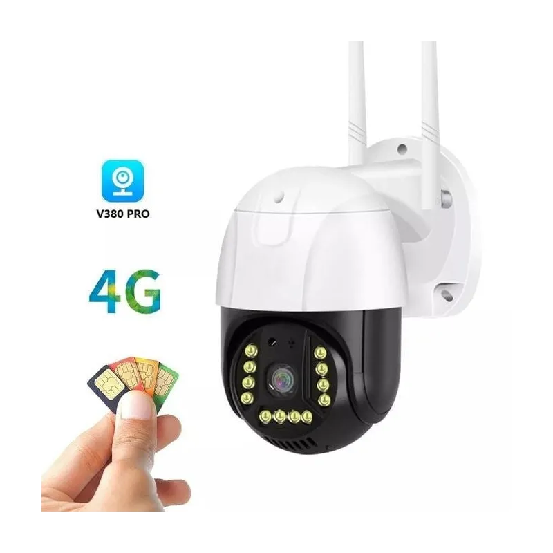 Cameră DASGUT 4G, 360° cu SIM, 3 MP, PTZ, Aplicație V380 Pro, Stocare Micro SD 128 GB, Interior-Exterior, IP66 + Card cadou 32GB