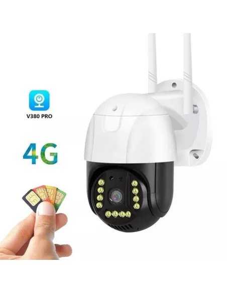 Cameră DASGUT 4G, 360° cu SIM, 3 MP, PTZ, Aplicație V380 Pro, Stocare Micro SD 128 GB, Interior-Exterior, IP66 + Card cadou 32GB