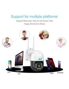 Cameră DASGUT 4G, 360° cu SIM, 3 MP, PTZ, Aplicație V380 Pro, Stocare Micro SD 128 GB, Interior-Exterior, IP66 + Card cadou 32GB 2