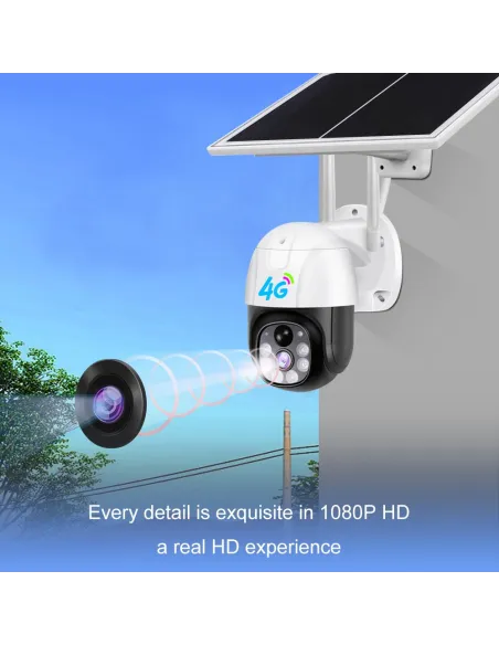 Cameră DASGUT 4G 360° cu Panou Solar, 3 MP, PTZ, V380 Pro, Interior-Exterior, IP66 + Card 32 GB